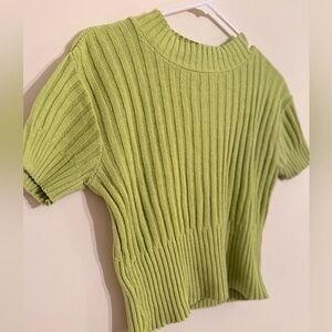 🌱🍋‍🟩Vintage #Y2K Lime Green Ribbed Knit Top 💚🍈